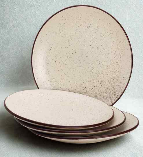 (Set of 4) Sandstone Speckle 10.6 Inch Dinner Plate (White)