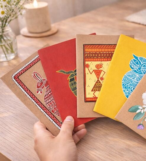 (Set Of 5) Multicolor Paper Hand-Painted Diaries Diaries