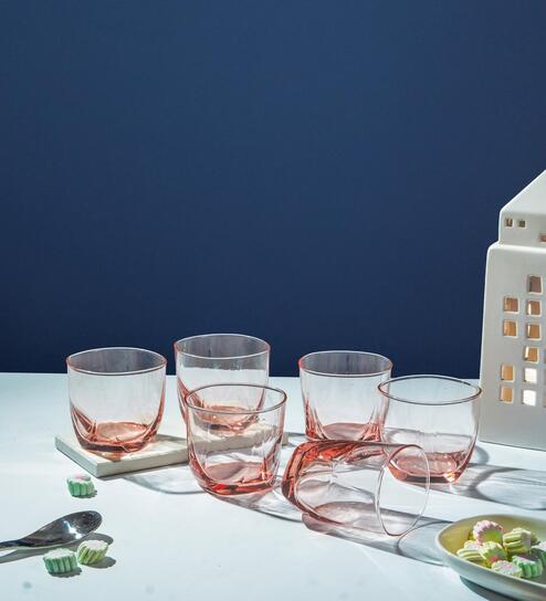 (Set of 6) 300 ml, Eiffel Salmon Pink Whisky-Juice Glass