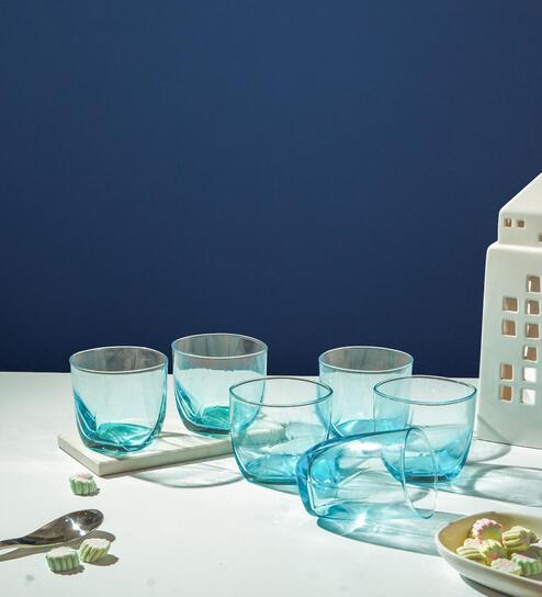 (Set of 6) 300 ml, Eiffel Sky Blue Whisky-Juice Glass