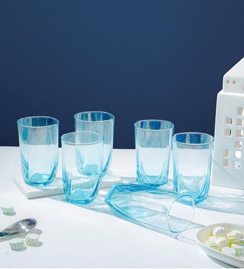 (Set of 6) 350 ml, Eiffel Sky Blue Water Glass