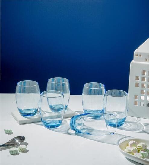 (Set of 6) 350 ml, Salto Ice Blue Water Glass