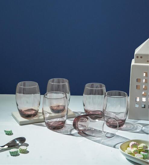 (Set of 6) 350 ml, Salto Ice Pink Water Glass