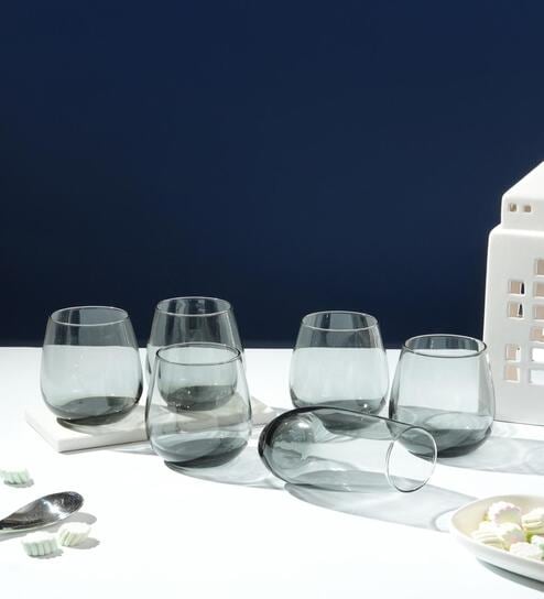 (Set of 6) 370 ml, Maine Grey Water Glass