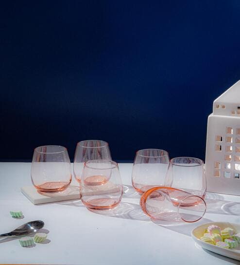 (Set of 6) 370 ml, Maine Salmon Pink Water Glass
