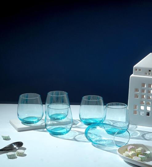 (Set of 6) 370 ml, Maine Sky Blue water Glass