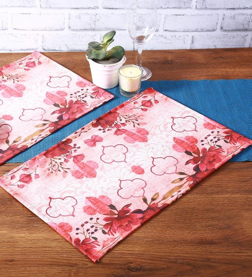 (Set of 6) Floral Print Polymatty Table Placemats