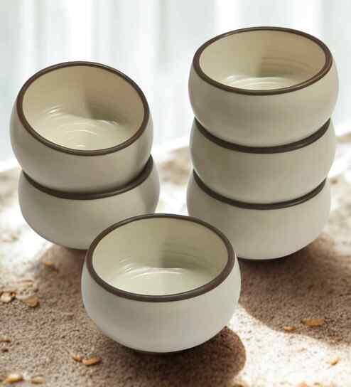 (Set of 6) Handcrafted 150ml Dinner Bowl (Cream)