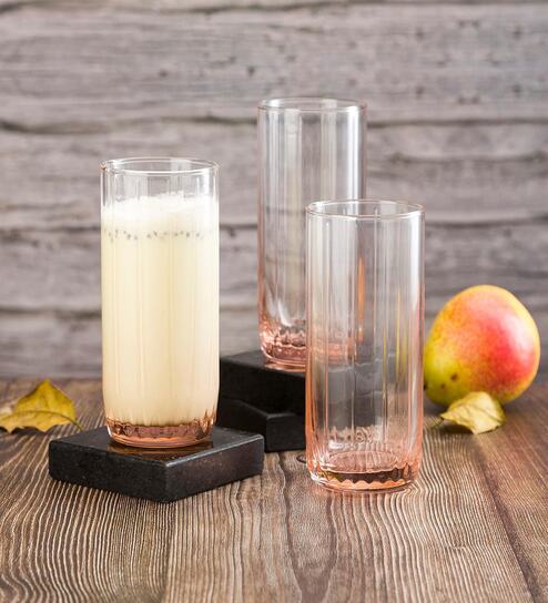 (Set of 6) Leia 310 ml Glass Long Drink Water & Juice Glass Pink