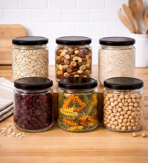 (Set of 6) Modern Collection 500ml Airtight Glass Storage Jars