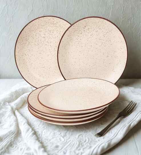 (Set of 6) Sandstone Speckle 10.6 Inch Dinner Plate (White)
