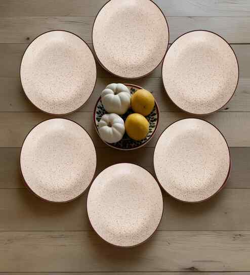 (Set of 6) Sandstone Speckle 7.3 Inch Side Plate (White)