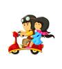 Couple Scooter Ride Fridge Magnet