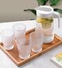 (Set of 1 Jug + 4 Glasses) 1.2 Litre Glass Jug with Lid + 200ml Glass Set   High Durability Pitcher & Cups for Water, Ice Tea (Transparent)