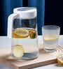 (Set of 1 Jug + 4 Glasses) 1.2 Litre Glass Jug with Lid + 200ml Glass Set   High Durability Pitcher & Cups for Water, Ice Tea (Transparent)