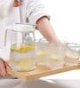 (Set of 1 Jug + 4 Glasses) 1.2 Litre Glass Jug with Lid + 200ml Glass Set   High Durability Pitcher & Cups for Water, Ice Tea (Transparent)