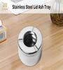 (Set of 10) Break & Burn-Resistant Stainless Steel Ashtray with Lid (Silver)