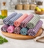 (Set of 10) Chequered Multicolour Cotton Multipurpose Hand Towels