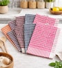 (Set of 10) Chequered Multicolour Cotton Multipurpose Hand Towels