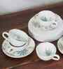 (Set of 12) Pixel- Jacobean Fine Porcelain Tea Cups & Saucer Set