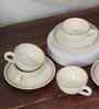 (Set of 12) Pixel- Solace Fine Porcelain Tea Cups & Saucer Set