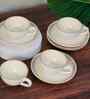 (Set of 12) Pixel- Solace Fine Porcelain Tea Cups & Saucer Set