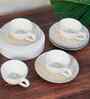 (Set of 12) Pixel- Svara  Fine Porcelain Tea Cups & Saucer Set