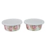 (Set of 2 ) 300ml Melamine Airtight Serving Bowl with Tray (White)