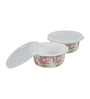 (Set of 2 ) 300ml Melamine Airtight Serving Bowl with Tray (White)