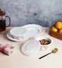 (Set of 2 ) 300ml Melamine Airtight Serving Bowl with Tray (White)