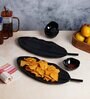 (Set of 2 ) Leaf Melamine Appetizer Platter with Dip Bowls (Black)