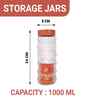 (Set of 2) 1000 ml Airtight Glass Kitchen Storage Jar