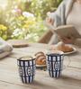 (Set of 2) 250 ml Porcelain Mug (Blue & White)