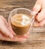 (Set of 2) 250ml Double Wall Insulated Glass Coffee Tumbler with Handle