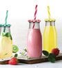 (Set of 2) 300ml Glass Mason Jar Milk Bottle with Reusable Straw & Airtight Twist Lid (Assorted Colour)