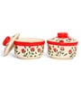 (Set of 2) 300ml Red Drape Ceramic Bowl with Lid