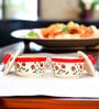 (Set of 2) 300ml Red Drape Ceramic Bowl with Lid