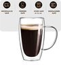 (Set of 2) 350ml Double Wall Insulated Glass Coffee Tumbler with Handle