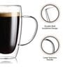 (Set of 2) 350ml Double Wall Insulated Glass Coffee Tumbler with Handle