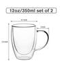 (Set of 2) 350ml Double Wall Insulated Glass Coffee Tumbler with Handle