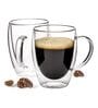 (Set of 2) 350ml Double Wall Insulated Glass Coffee Tumbler with Handle