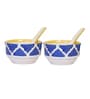 (Set of 2) 350ml Umrao Pattern Ceramic Soup Bowl with Spoon (Blue)