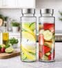 (Set of 2) 750ml Airtight Glass Water Bottle Stainless Steel Lid Food Grade Hydration Bottle