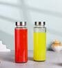 (Set of 2) 750ml Airtight Glass Water Bottle Stainless Steel Lid Food Grade Hydration Bottle