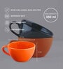 (Set Of 2) Animal Bone Ash Free Porcelain Black & Orange Tea Cups