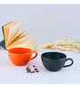 (Set Of 2) Animal Bone Ash Free Porcelain Black & Orange Tea Cups