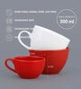 (Set Of 2) Animal Bone Ash Free Porcelain Red & White Tea Cups