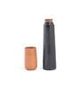 (Set Of 2) Black Terracota Straight Bottle With Tumbler