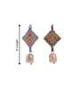 Set Of 2 Blue N Black Cloth Hand Stitched Mirror Work Bells