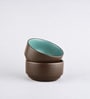 (Set Of 2) Brown & Blue Stoneware Snack Bowl